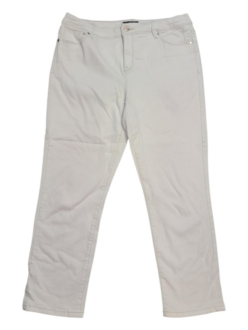 Women's White Jeans Crop Straight Leg